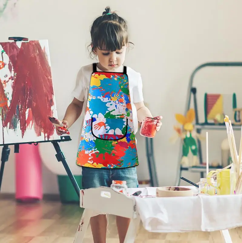 Children\'s Art Apron Multi-purpose Waterproof Painting Apron With 2 Sleeves And Pocket Suitable For Painting, Baking And DIY