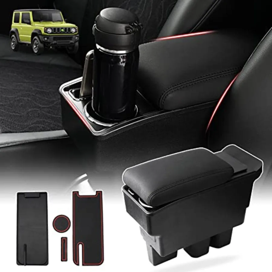 

Center Console Storage Box for Suzuki Jimny JB64W/JB74W 2018-2025 Accessories Armrest Box Replacement with Cup Holder Insert