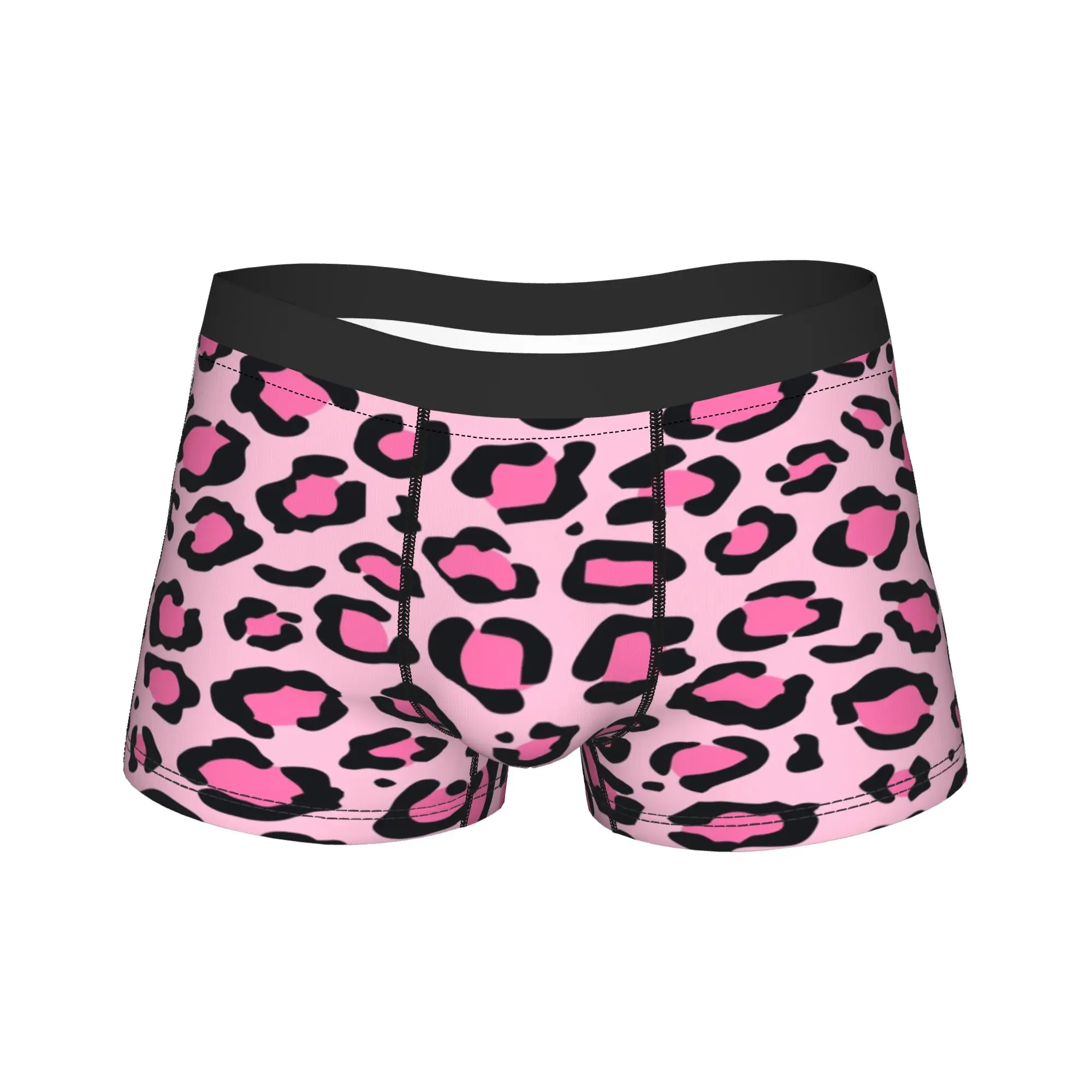 Pink Leopard Underwear Animal Skin Breathable Underpants Printing Boxer Brief For Men 3D Pouch Oversize Boxershorts