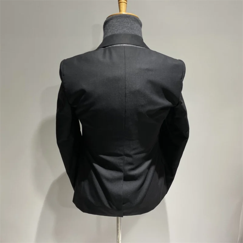 

Yago GY Men's Busin Casual Slim Fit Bla Youth Faion Outerwear Top Busin Casual Long Sve round Hem Tailored irt