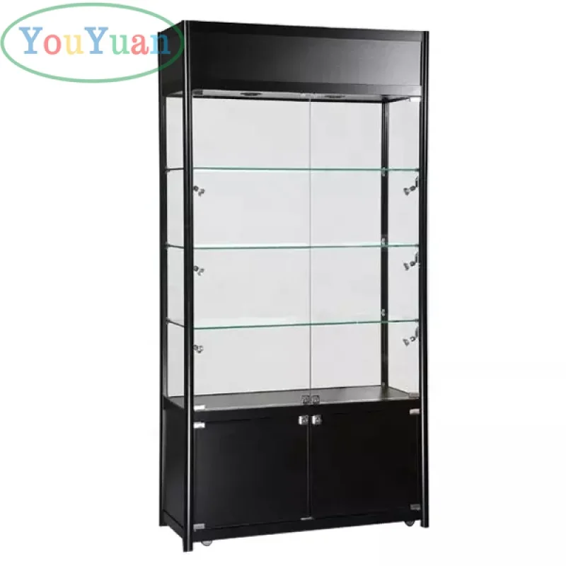 (customized)Cigar cabinet retail store metal aluminium frame glass display showcase smoke shop display cases