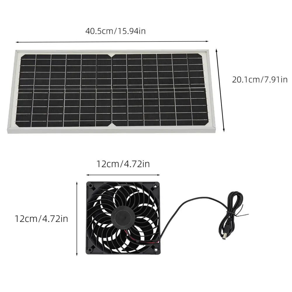 16W Sun Power Double Exhaust Fan Kit For Pet Kennel Chicken Coop Dog House Garden Outdoor Ventilation Cooling Tool
