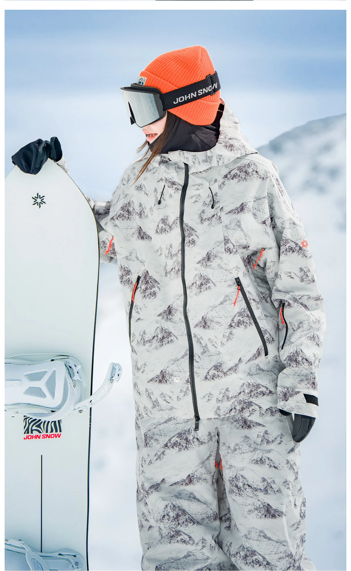 2026 John Snow Unisex Skianzug Wasserdicht Winddicht Warm Snowboard-Jacke-Hosen-Set für Männer Frauen Winter Outdoor – Detail 29