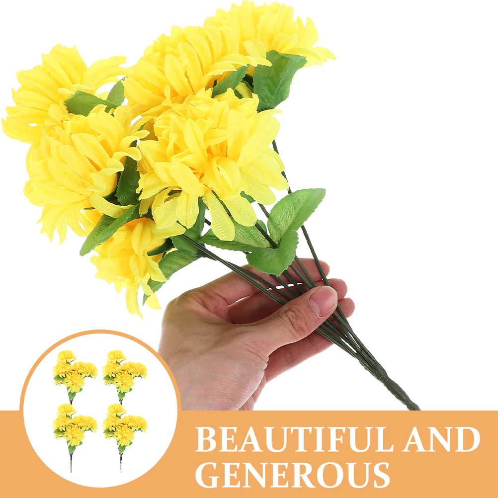 

Artificial Chrysanthemum Fake Cemetery Bouquet Grave Decoration Outdoor Memorial Flower Stem Headstone Chrysanthemum Faux