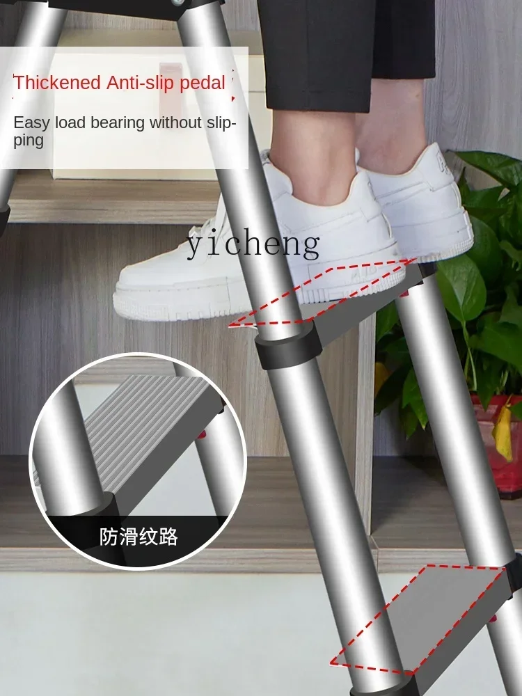 LYY  Thickened Aluminum Alloy Multi-Functional Household Folding Telescopic Ladder Herringbone Ladder