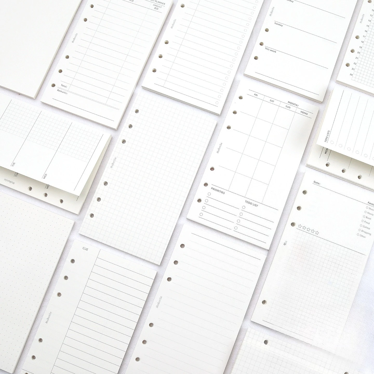 A6 Thickened 120g Loose Leaf Handbook Inner Page Paper Two Fold Replacement Grid Blank Monthly Plan Notebook