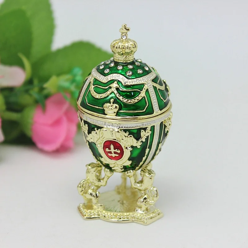 SHINNYGIFTS Easter Gift Box Faberge Egg Trinket Box Small Jewelry Gift Box Euro Style Desk Decorative