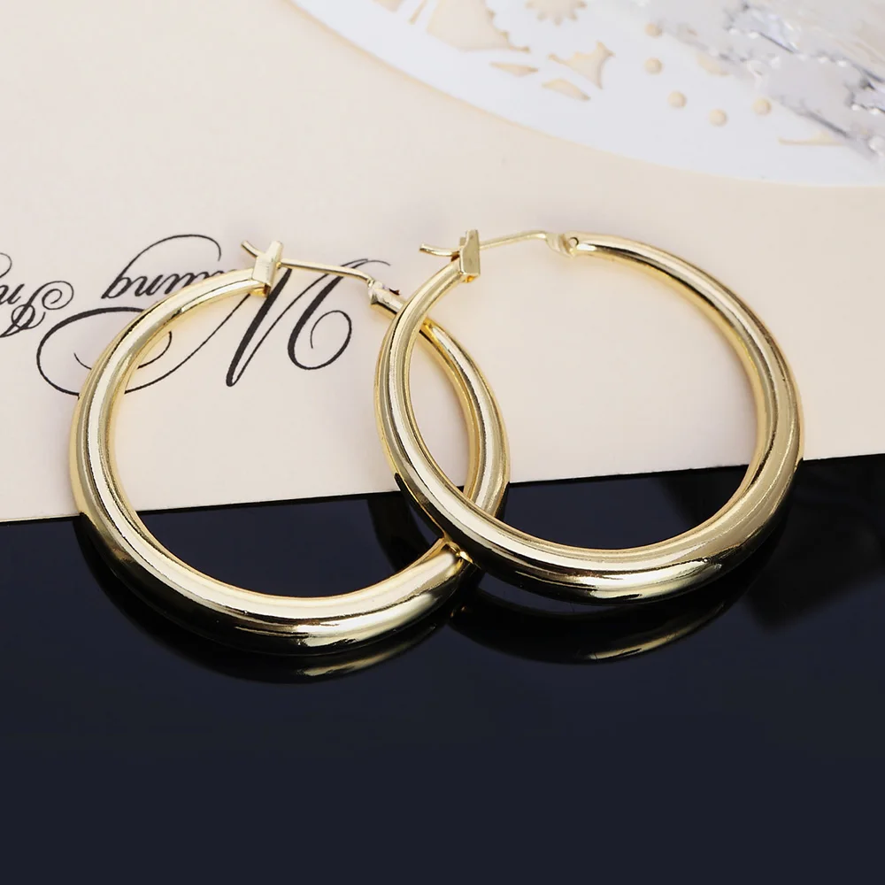 

Wholesale 18k Gold Round Cute Hoop Earrings Charms 925 Sterling Silver Engagement Princess Wedding Hoop Luxury Cute Fine Gift