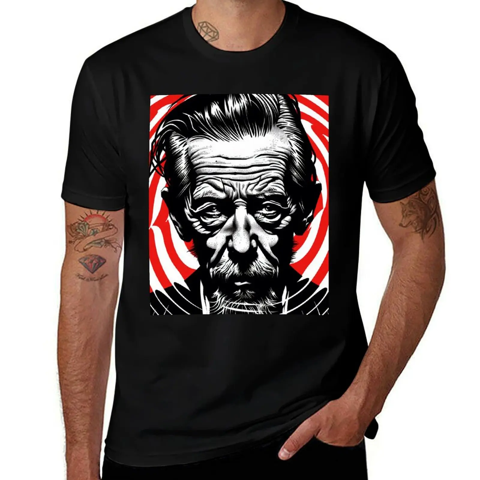 

Alan Watts Black White Red Op Art - Mind-Blowing Spiritual Wisdom in Dynamic Visual Form T-Shirt