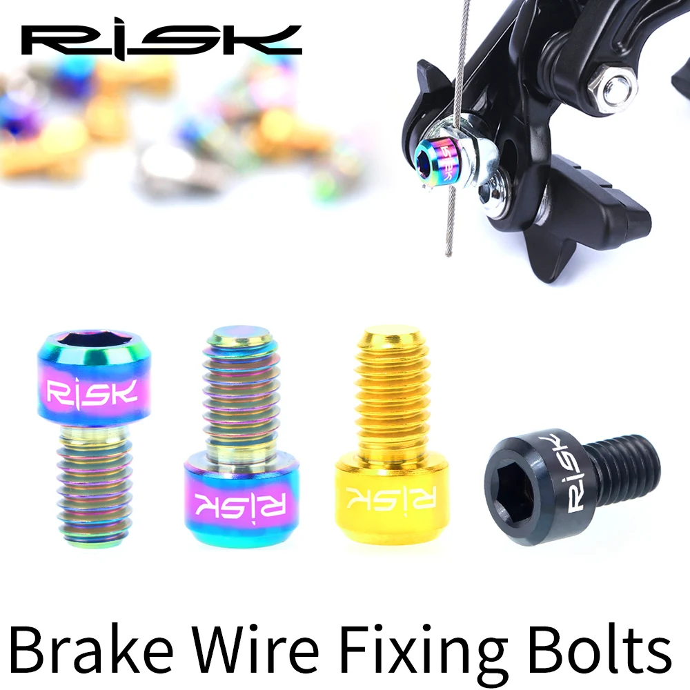 

RISK 2pcs/Bag M6x10mm Bicycle Disc Brake Caliper Fixing Bolt MTB V Brake Road C Brake Inner Cable Bolt Titanium Alloy Screw