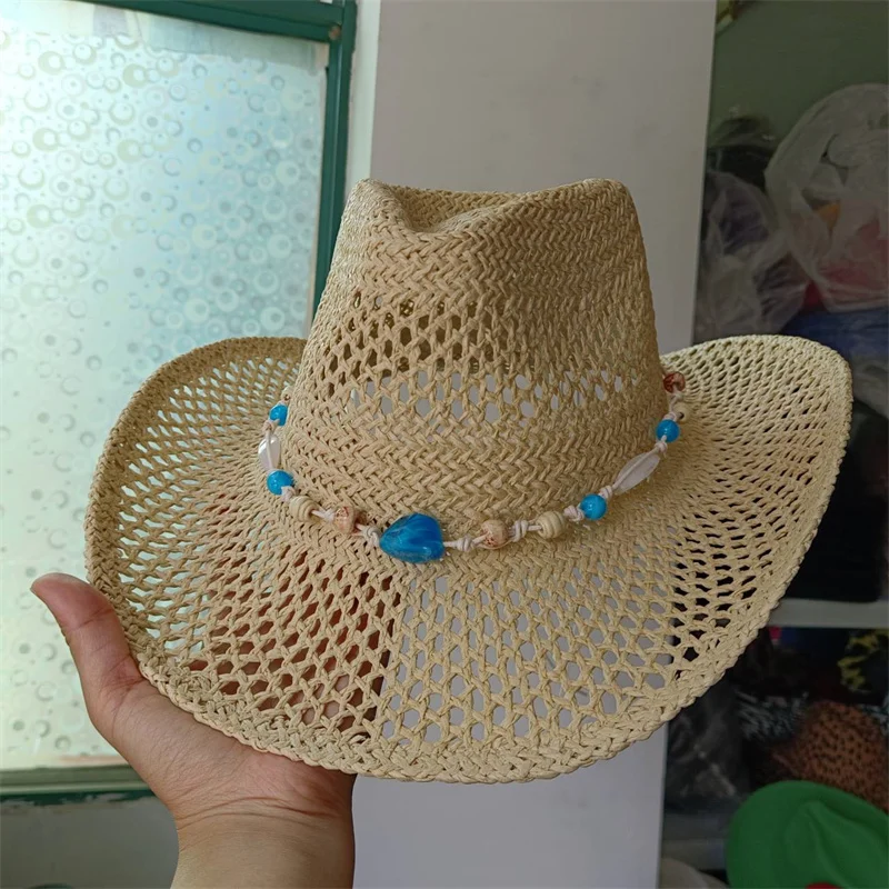 Cowboy hat fashion hollow out western cowboy hand woven hard summer sapphire accessories neutral Cowboy hat sun hat sombrero cow