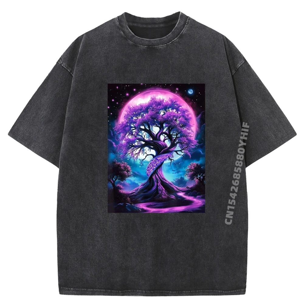 

Последняя футболка с принтом, фиолетовое Древо Жизни, розовые классические футболки с рисунком, мужские топы, футболки, повседневные потертые рубашки