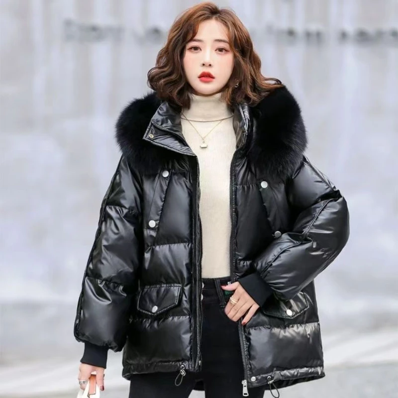 Winter Thick Down Jacket Women Student Solid Color Short Style Coat Female Overcoat Loose Parkas Oversize Comfort Casual Outwear