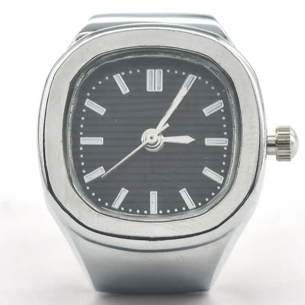 Unique Square Finger Watch Durable Alloy Ring Quartz Movement Minimalist Style Unisex Jewelry For Everyday Wear