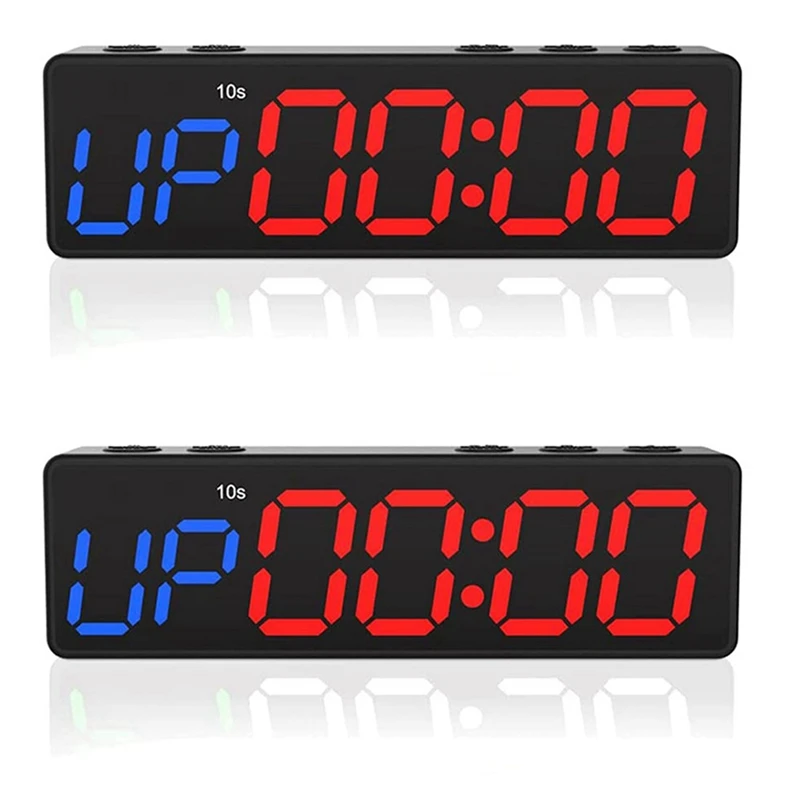 2X Workout Clock With Battery, Portable Mini Gym Timer With Built-In Magnet For Home Gym,Programmable Countdown/Up Timer