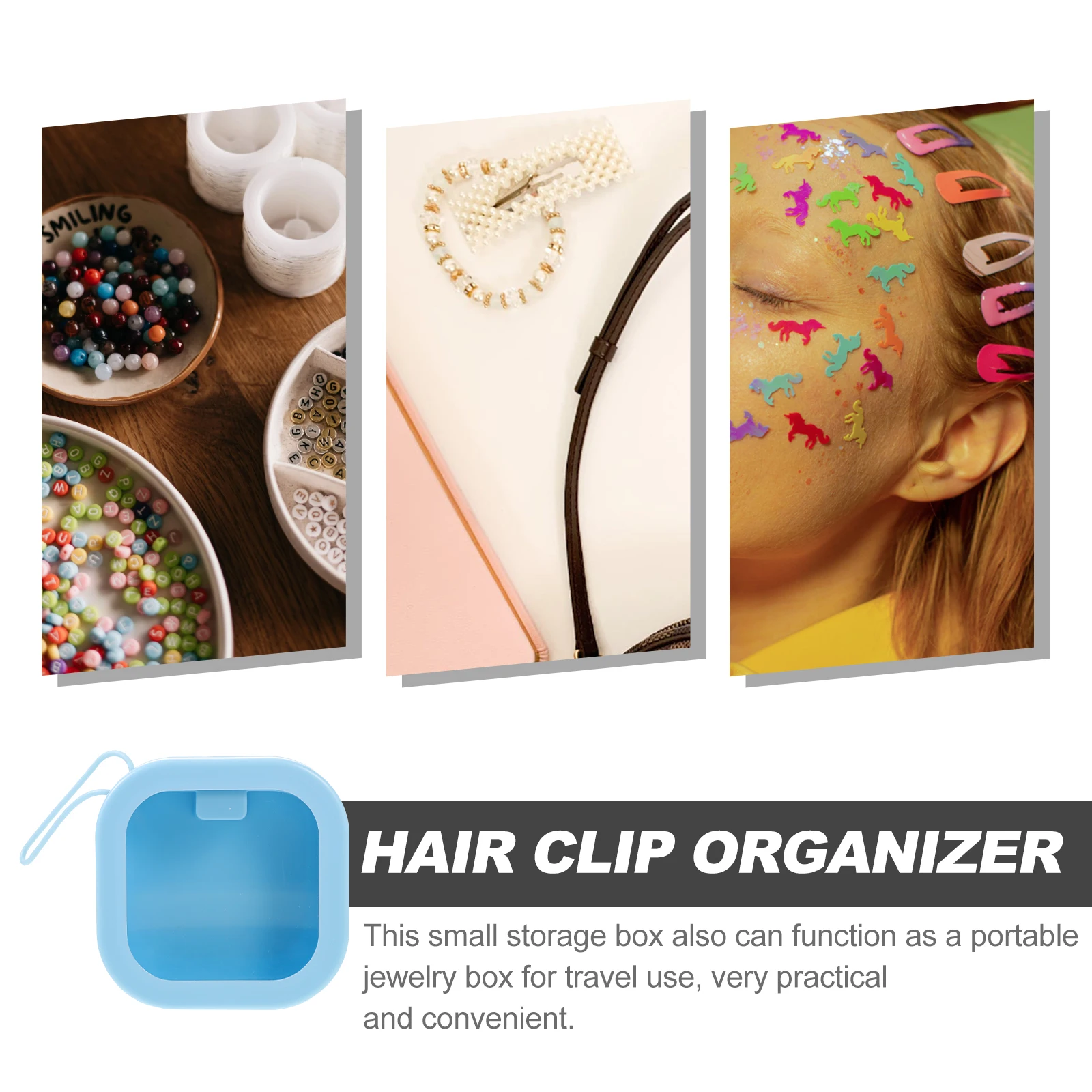 

Portable Hair Tie Organizer Box Storage Container For Hair Accessories Jewelry Holder Scrunchies Clips Travel Desk Organizer