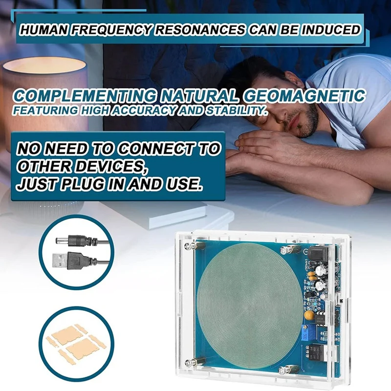 AB08-7.83Hz Generatore di onde Schumann, risonatore audio a impulsi a frequenza ultrabassa Interfaccia USB con indicatore luminoso On Off