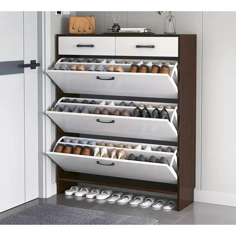 Modern simple bucket ultra-thin shoe cabinet household door into small household shoe rack