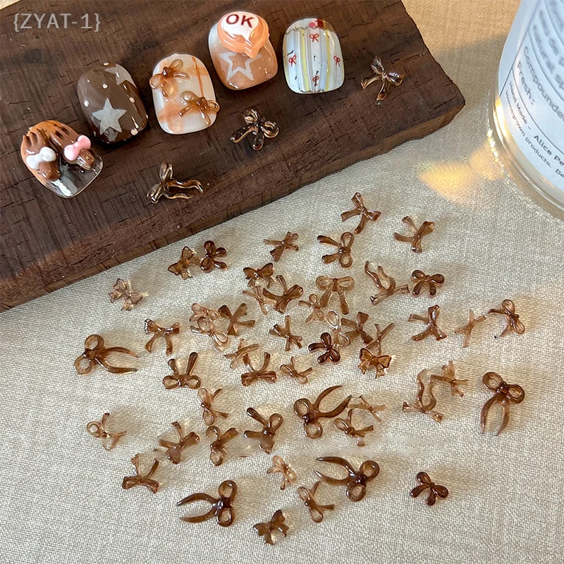 [O] 50 قطعة ثلاثية الأبعاد الراتنج مسمار الفن زينة-لطيف القوس الدب كابيبارا فراشة مسمار سحر لتقوم بها بنفسك مانيكير الإكسسوارات