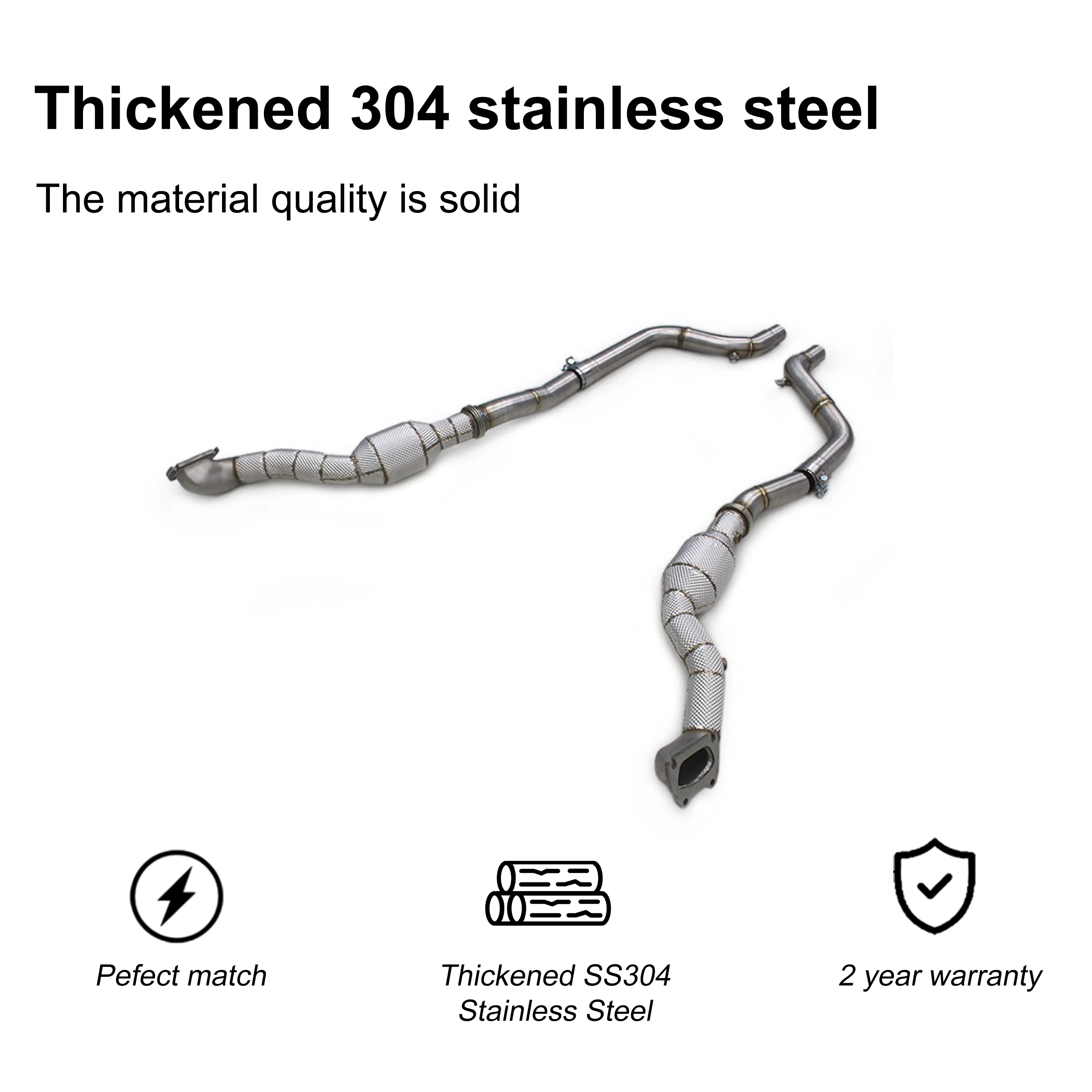 ACE Hochleistungs-Sport-Downpipe für Dodge Challenger 3.6 V6 2015-2023 Edelstahl-Qualitäts-Auspuffrohr mit Wärmeschutz – Detail 6