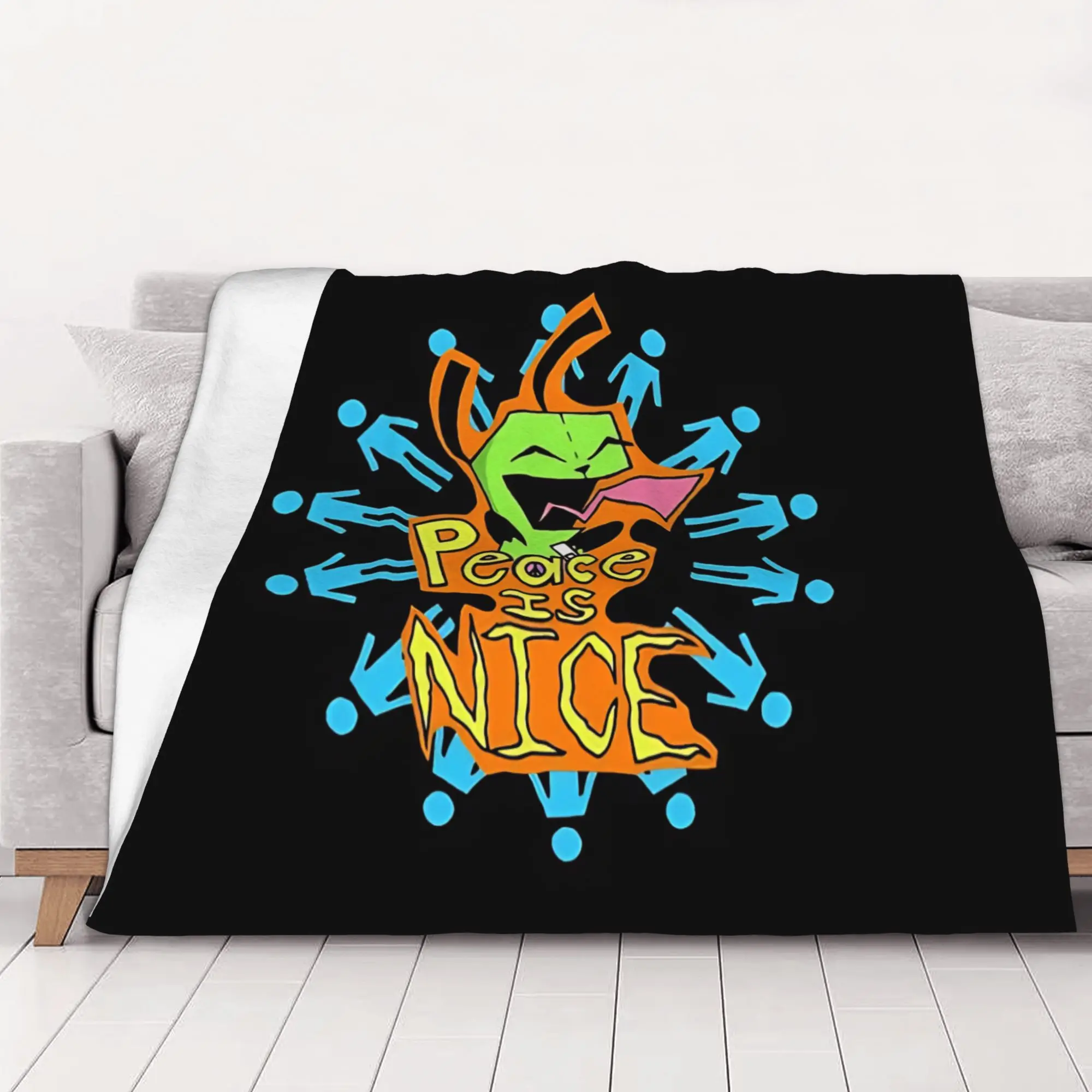 1PC Home Cutecore grunge alien  Invader Zim Blanket Super Cosy Plush Home Living Room Sofa Halloween