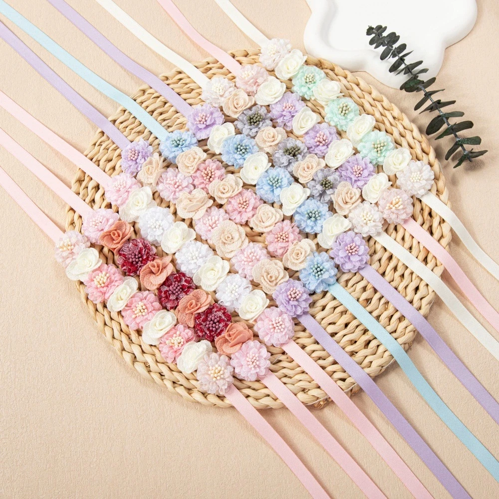 

Повязка на голову с цветком для маленьких девочек, головной убор с цветком розы, узкая эластичная повязка на голову принцессы с цветочным принтом, аксессуары для волос своими руками