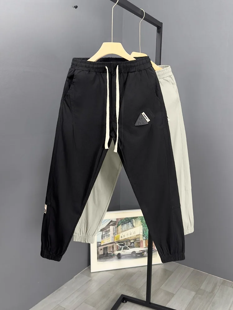 

New 2026 Men's Casual Elastic Waist Slim Fit Harajuku Pants Trendy All-Match Cuffed Trousers High Stretch Youth Active Sle