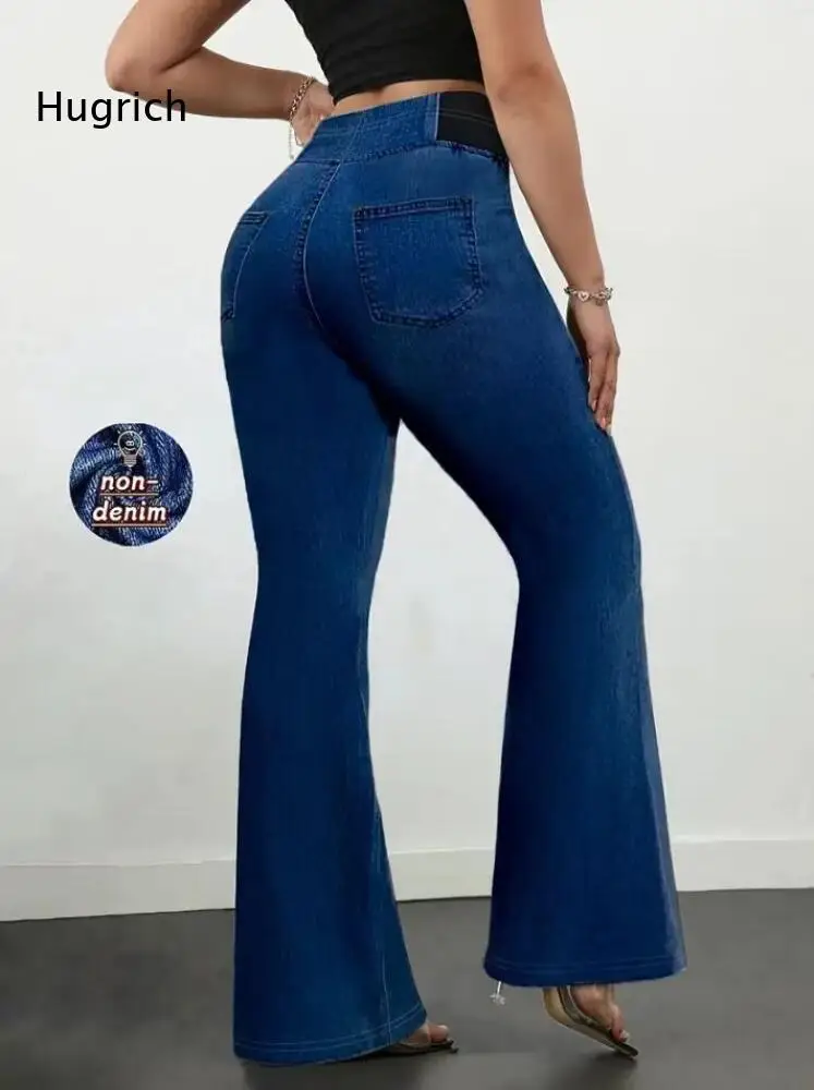 Elegant High Waist Flare Pants Women Long Length Comfortable Fabric Casual Office Loungewear Lightweight Stretchy