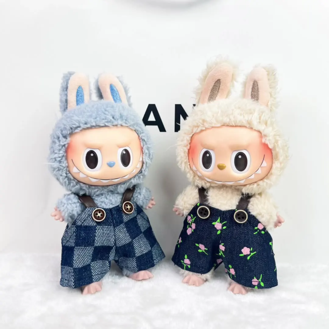 

Labubu 1st-2nd Gen Sitting Party Labubu Labubu Doll Clothes Accessories Printed Denim Overalls Vinyl 1st-3rd Gen Labubu Clothes