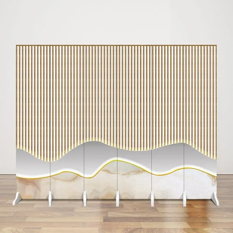 Modern Foldable Room Divider Screen Oil Canvas Partition Wall for Living Room Office Free Design Pattern Simple Mobile