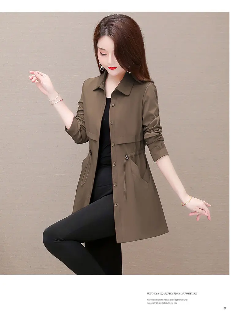 2024 New Women Trench Coat Spring Autumn Windbreak Light Weight Casual Female Long Ladies Coats Outwear B539