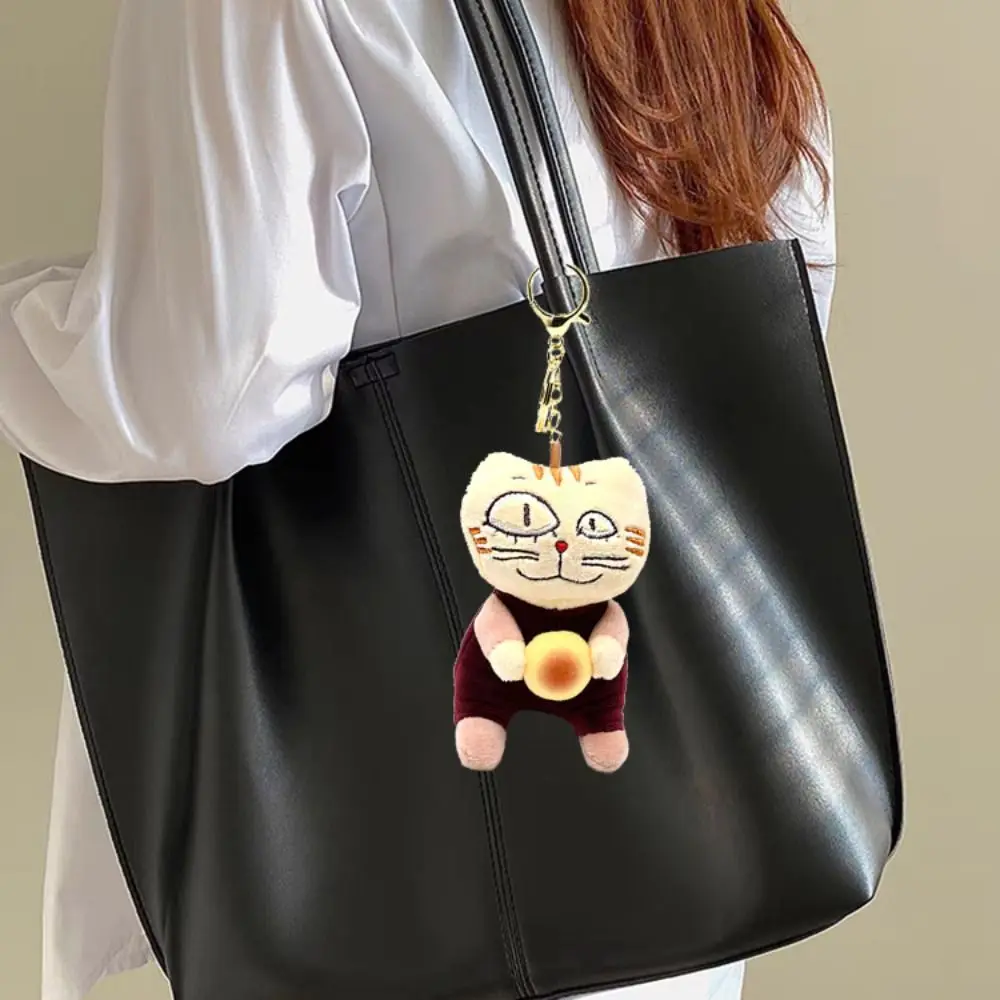 Kreatywny pluszowy breloczek do kluczy z kotem, puszysty, miękki, uroczy pluszowy kot, kolorowy pluszowy breloczek ze zwierzątkiem w stylu Ins dla dzieci i dziewczynek.