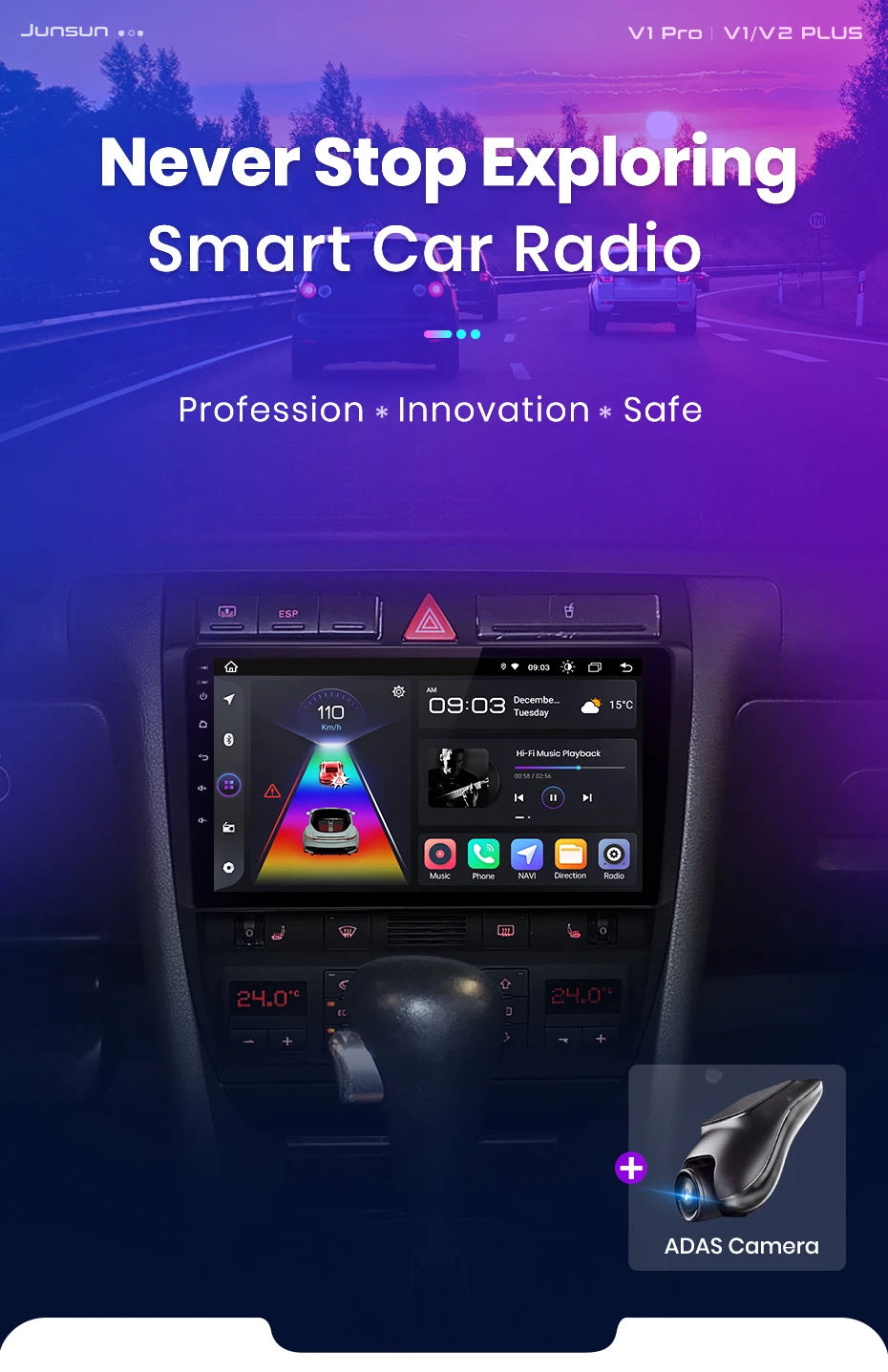 Junsun Drahtlose CarPlay Android Auto Auto Radio Für Audi A6 C5 1997 1998 1999-2004 S6 RS6 GPS Multimedia 2 din Systeme Stereo – Detail 2