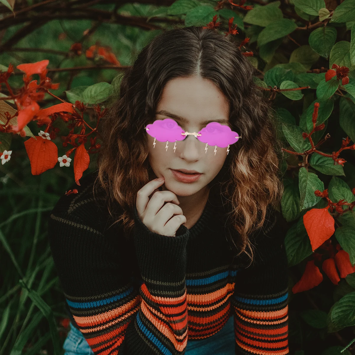 

Stylish Ladies over Eye Irregular Sunglasses Fashion Design Unique Party Cloud Glasses Sunglasses Accessories