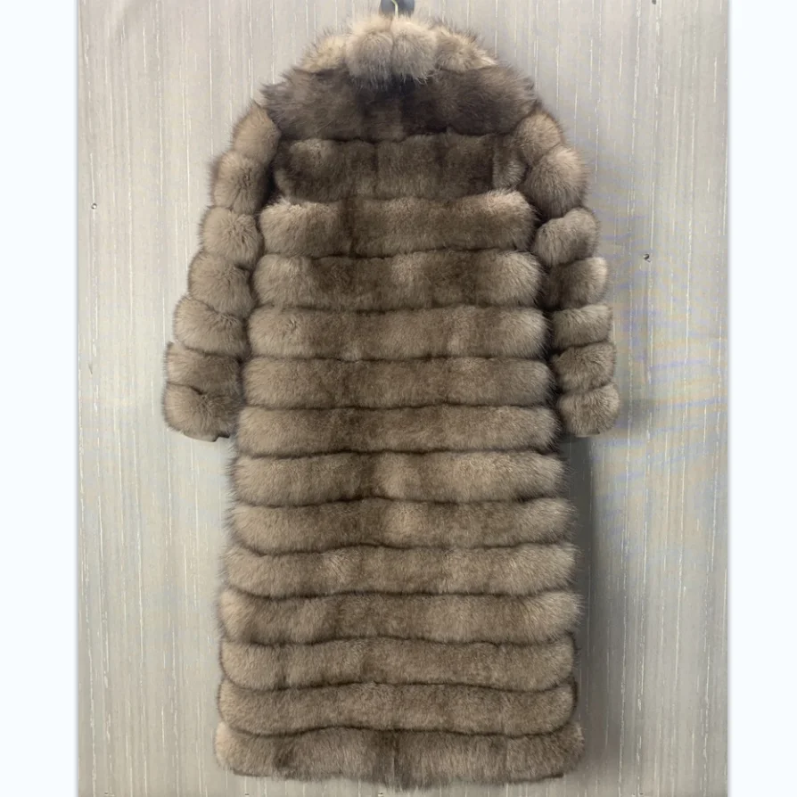 Detachable Real Fox Fur Coat, Long Fur Coat, Large Lapels, Detachable Sleeves, 3 in 1, Warm in Winter