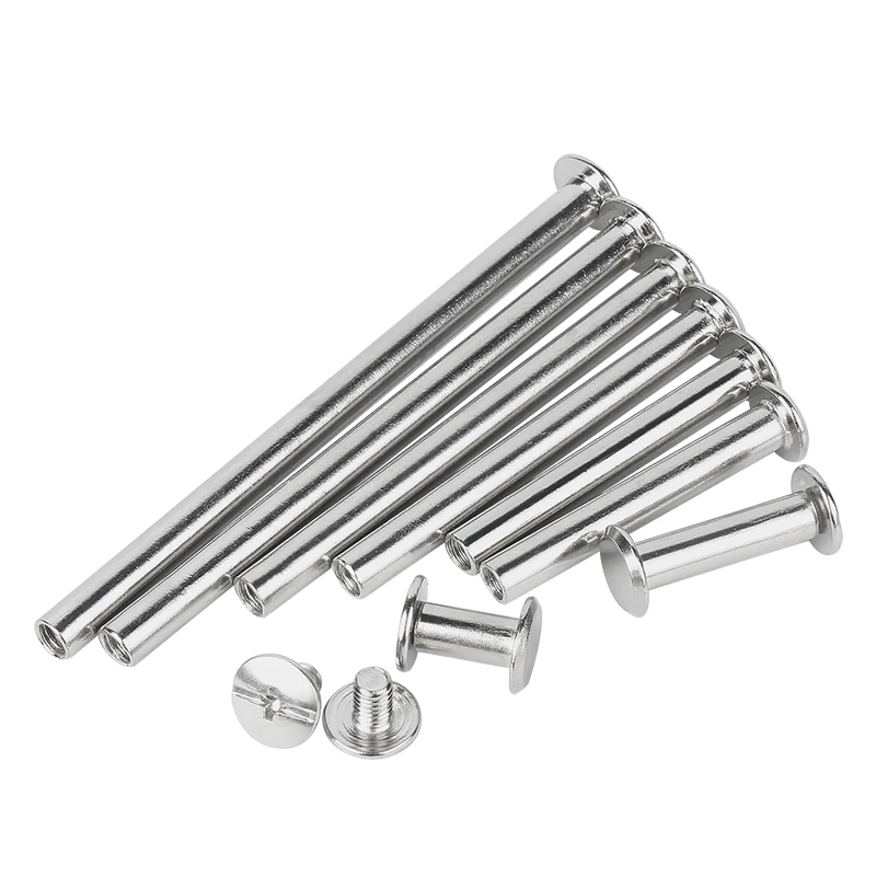 10pcs M4 M5 304 Stainless Steel Flat Head Rivet Book To Lock Screw Snap Rivet Books Butt Screw, Photo Album Binding Screw