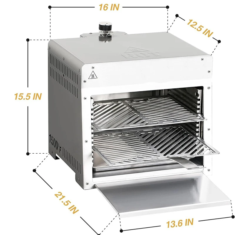 Parrilla de carne de cocción rápida de mesa de acero inoxidable de 1500 grados, parrilla de Gas propano infrarroja portátil