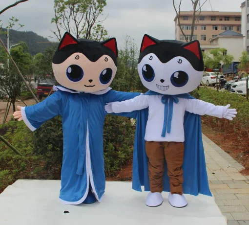 

New Adult Halloween Christmas Cute 2pcs Both Cats Mascotte Fancy Dress Cartoon Mascot Costume Plush Fancy Dress Mascot Costume