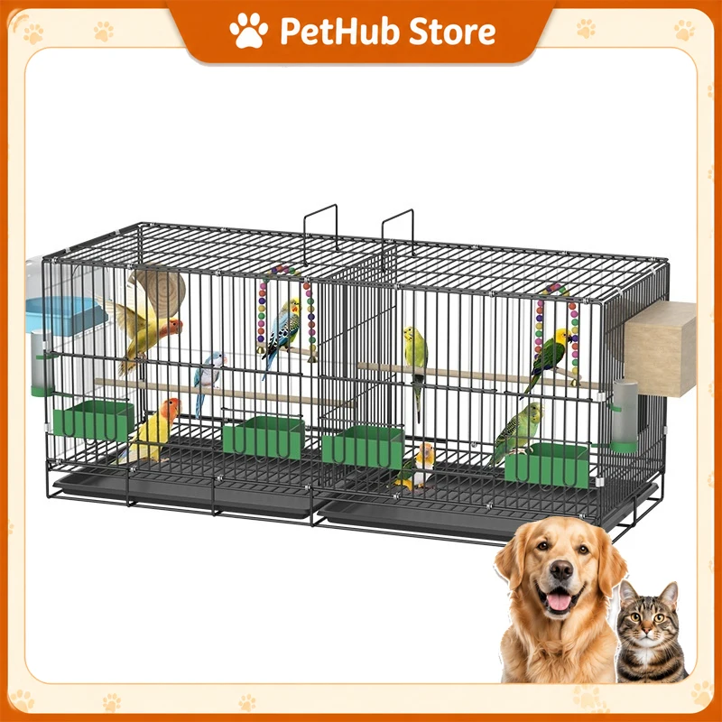 Parrot Cage With Removable Divider Extra Dense Stackable Breeding Cage Indoor Pull Out Tray Portable Car Use For Small Parakeet
