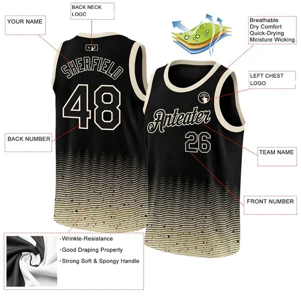 Custom Black  Fade Fashion Authentic City Edition  3D Print Team Name Number Vest Game Practice Clothes Adult/Youth