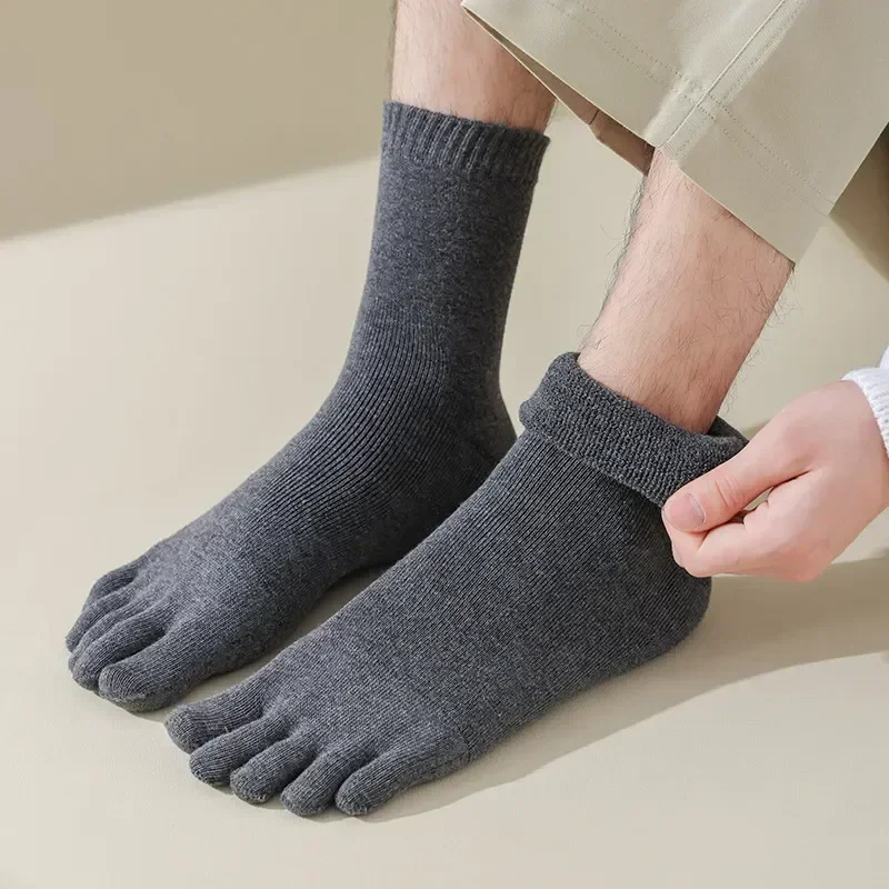 Sleep Socks Finger Solid Floor 5 Thick Anti-bacterial Terry Man Cotton Warm Winter Toe Breathable Thermal