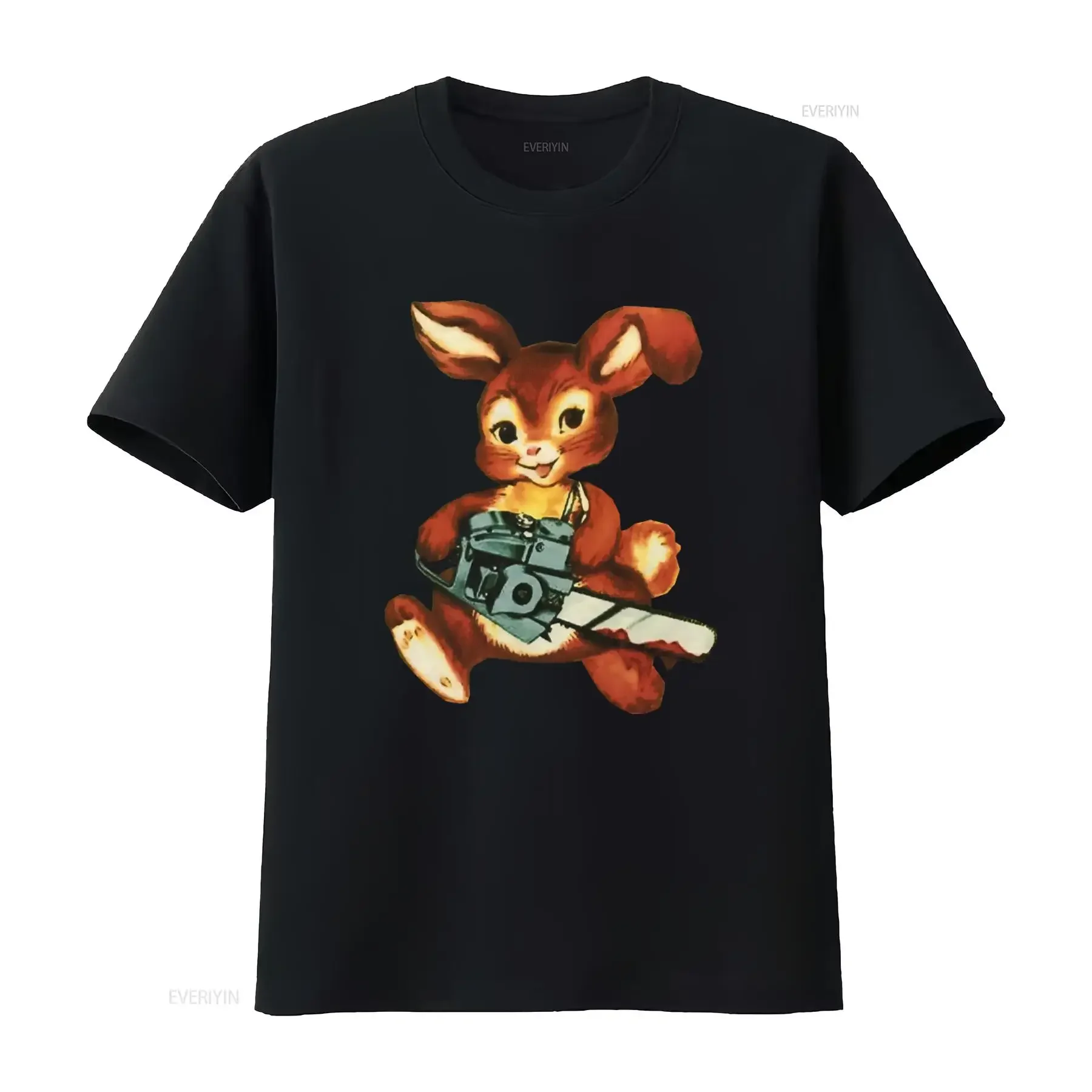 Chainsaw Bunny Funny Freaky T Shirt for Adults Unique Design Any Size Available vintage Washed homme Comfortable Casual Stylish