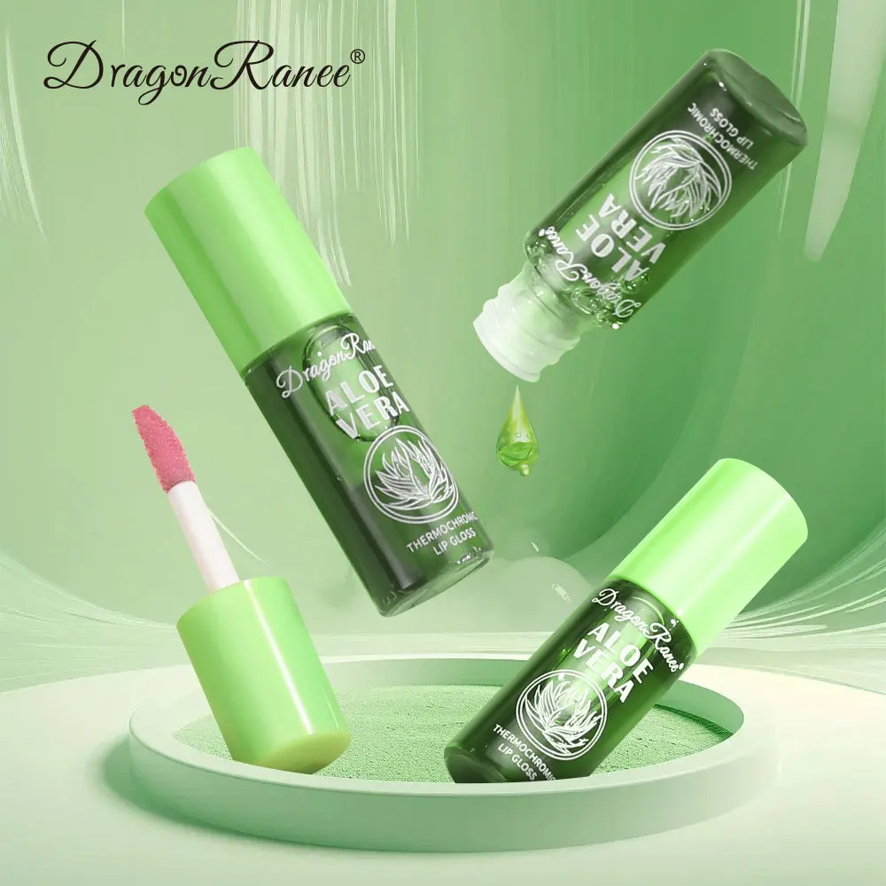 Aloe Vera Cambia colore Olio per labbra Idratante Naturale Aloe Lip Gloss Rosa ciliegia Cambia di temperatura Balsamo per le labbra Nutriente Cura delle labbra