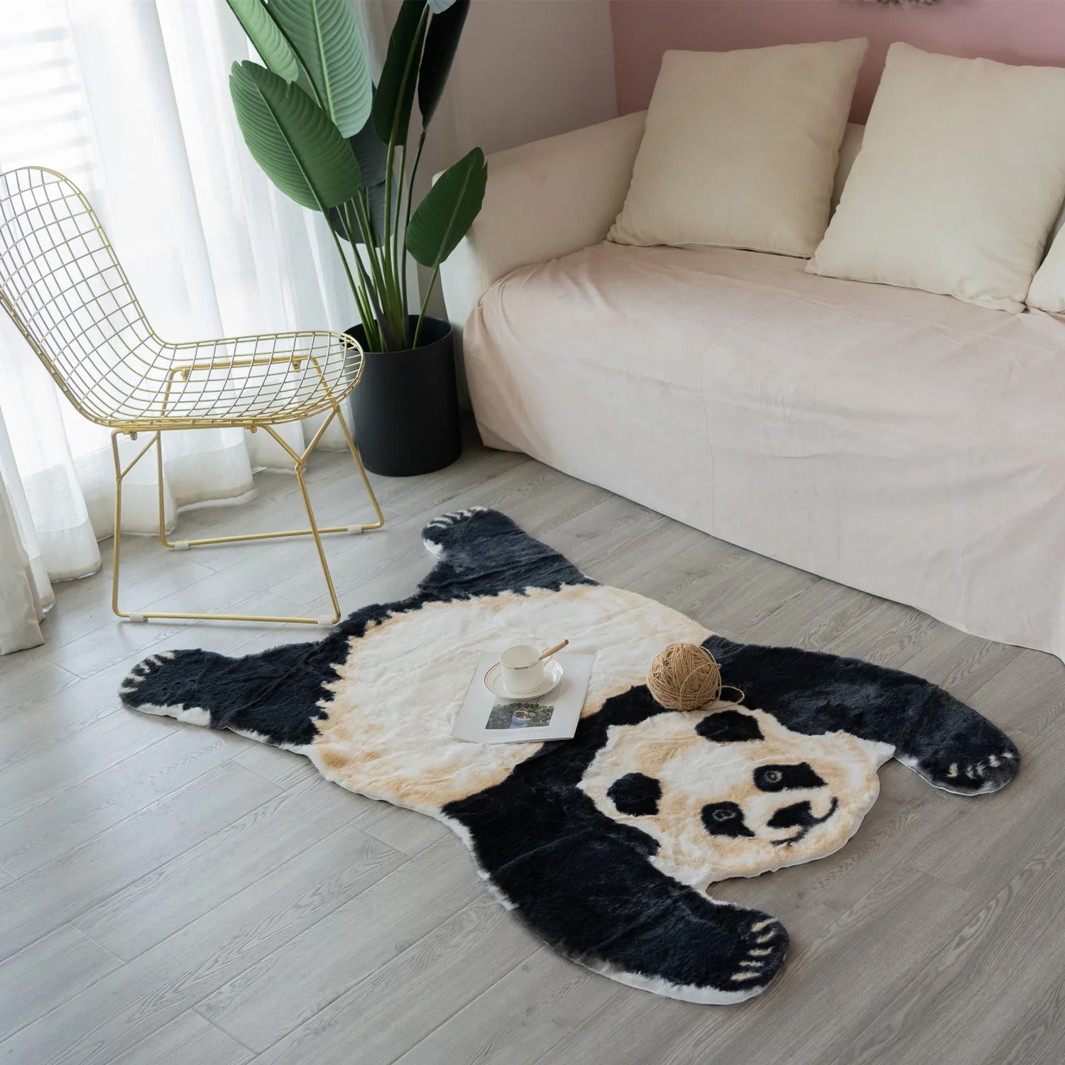 Fur Panda Koala Animal Shape Carpet Mat Mattress Living Room Bedroom Sofa Mat Artificial Fluffy Carpet Floor Covering