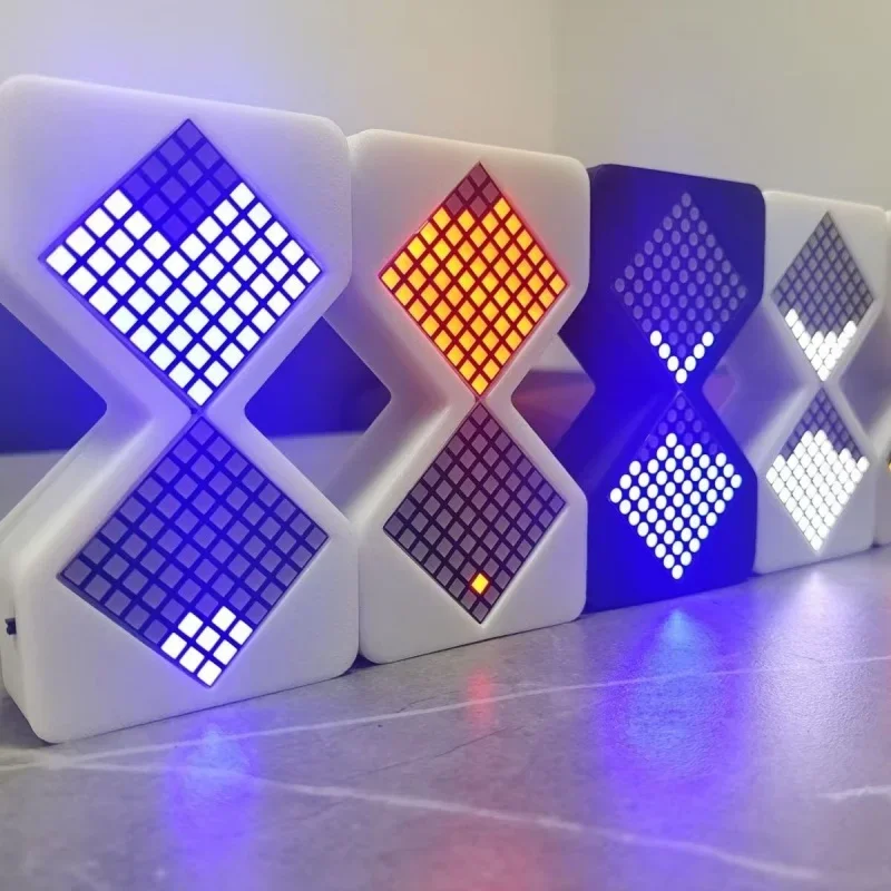 يتميز مؤقت الساعة الرملية الإلكتروني LED بمستشعر الجاذبية Cyberpunk المزخرف بإضاءة ليلية لعبة عيد الميلاد هدية عيد الميلاد #5