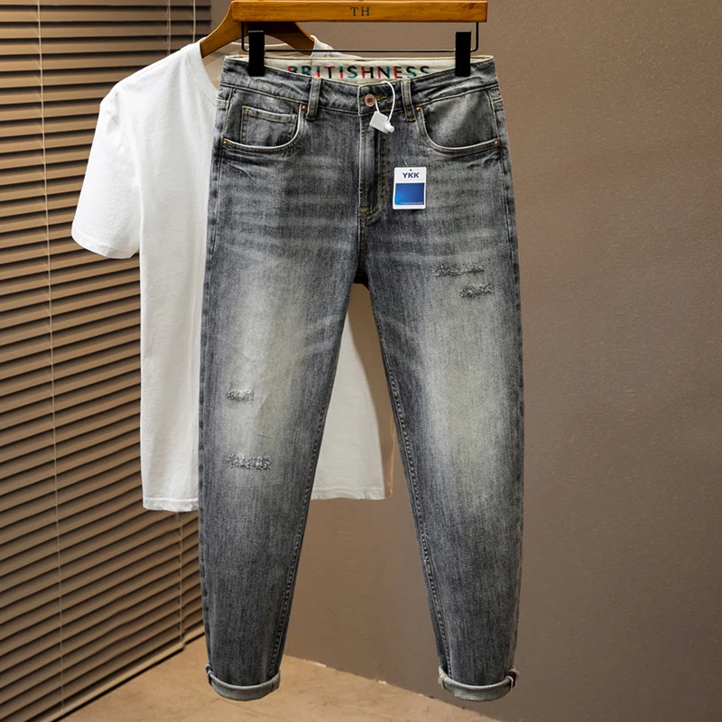 

2024 Spring and Summer Four Seasons Jeans Men's Casual Pu Shuai Ripped Special Large Size Loose Tapered Harem plus-Sized Pants