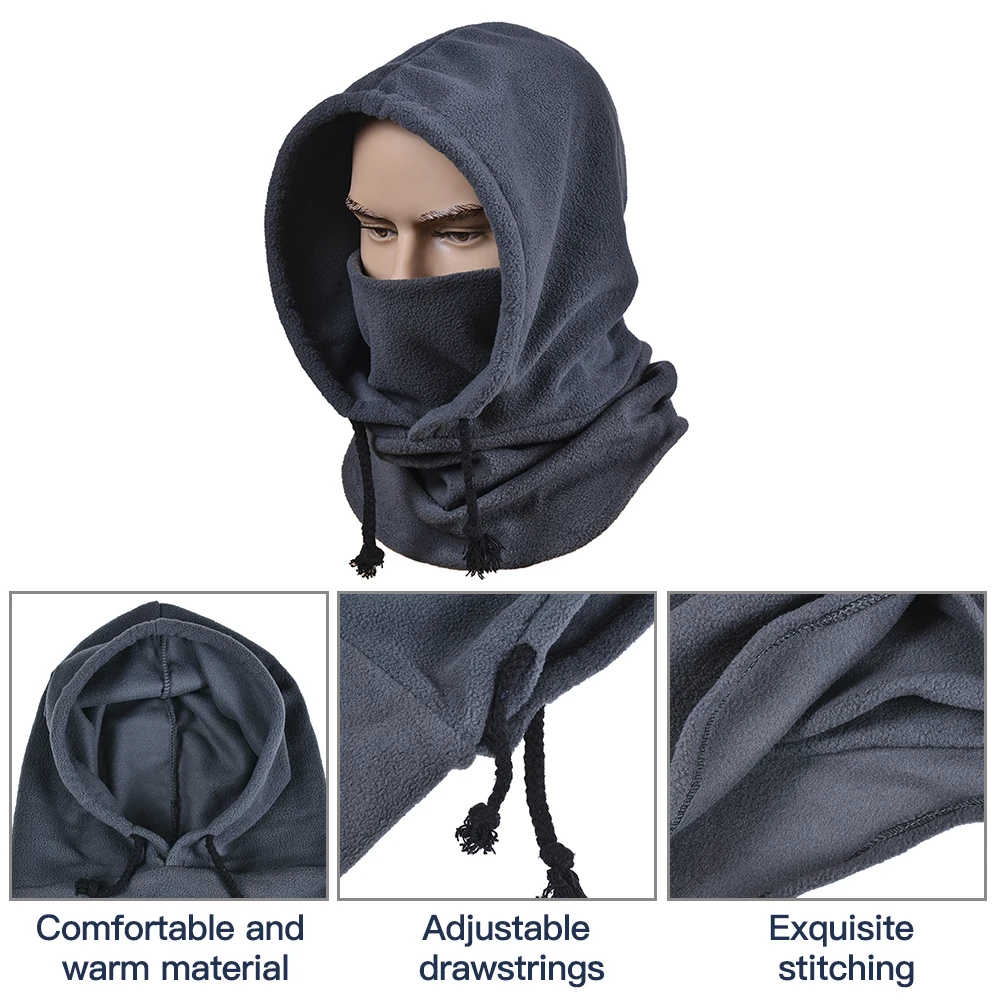 New Balaclava Unisex Full Face Mask Winter Neck Warmer Hat Polar Fleece Face Cover Ski Cycling Sports Cap Hooded Scarf 2022