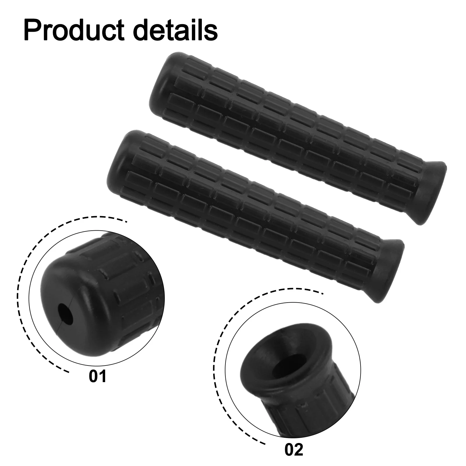 2 Piece Rubber Handle Cover Set for Wheelbarrow Round Tube Frames Compatible with 8mm Through 42mm Inner Diameter Axle Tubes
