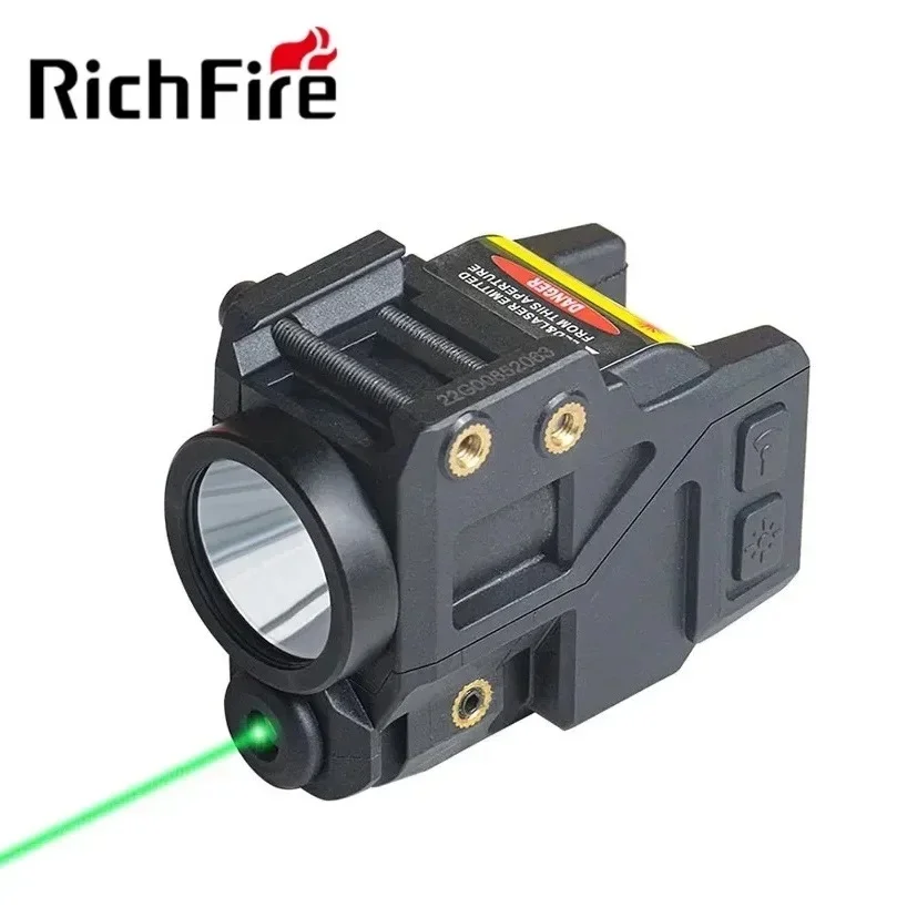 Richfire Tactical Flashlight 800LM Magnetic Charging Red Laser Sight LED Combo Strobe Pistol Light for Hunting Defense Training