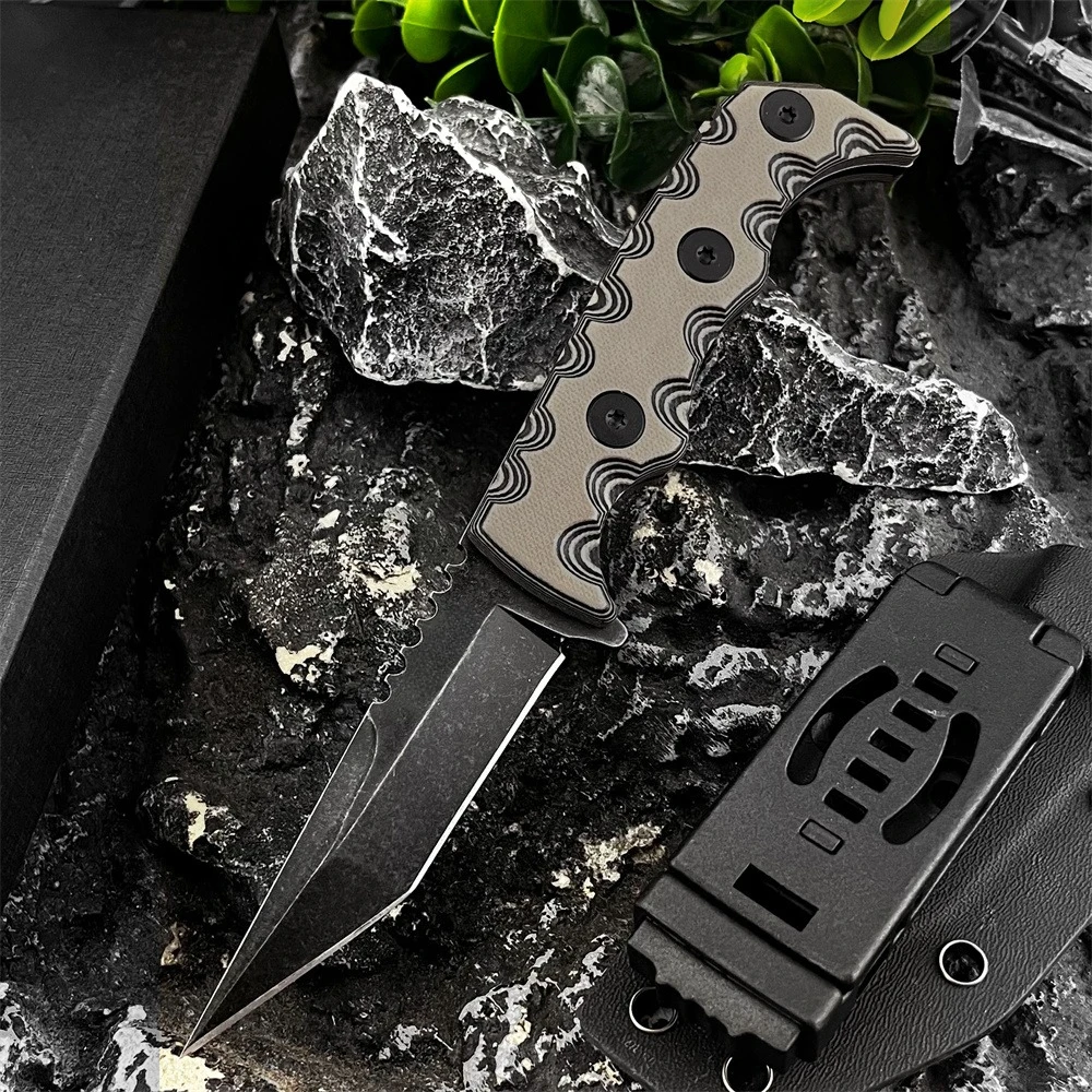 

High-quality 007 Fixed Blade Knife with Sheath Durable Outdoor EDC Tool 7Cr13Mov Blade G10 Handle, Camping Hiking Knife